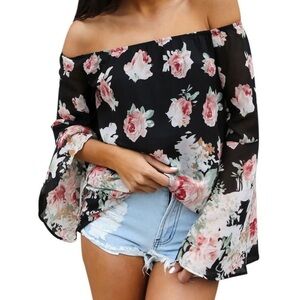Off the shoulder floral print top
